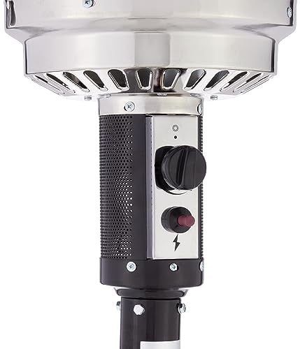 Amazon Basics 46,000 BTU Outdoor Propane Patio Heater with Wheels, Commercial & Residential, Slate Gray, 32.1 x 32.1 x 91.3 inches (LxWxH)