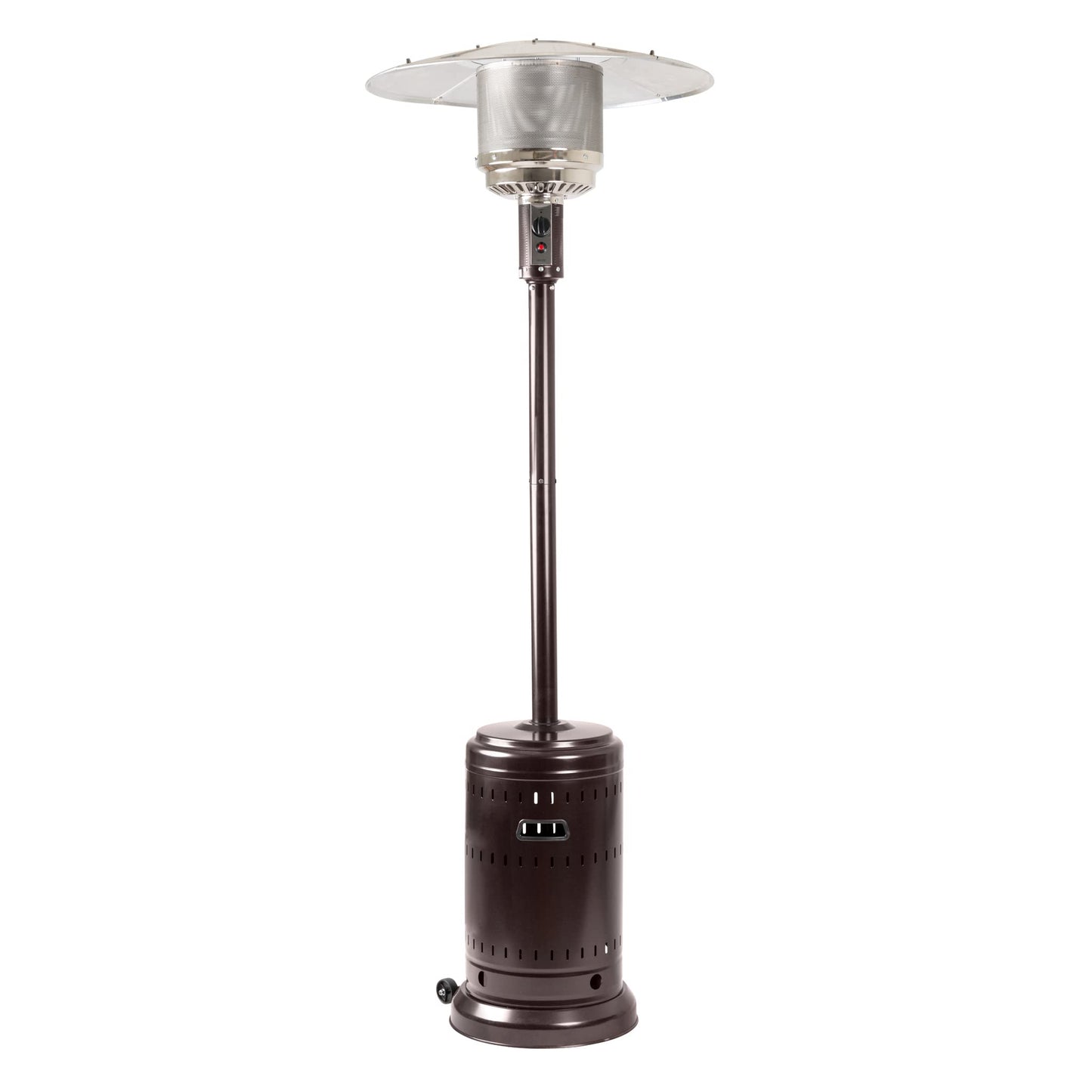 Amazon Basics 46,000 BTU Outdoor Propane Patio Heater with Wheels, Commercial & Residential, Slate Gray, 32.1 x 32.1 x 91.3 inches (LxWxH)