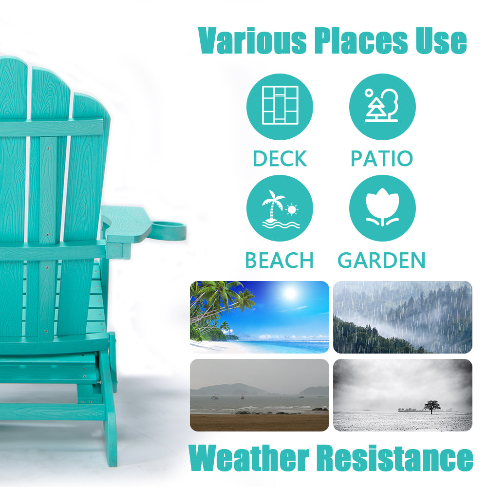 TALE Folding Adirondack Chair With Pullout Ottoman With Cup Holder, Oaversized, Poly Lumber, For Patio Deck Garden, Backyard Furniture, Easy To Install,.Banned From Selling On Amazon