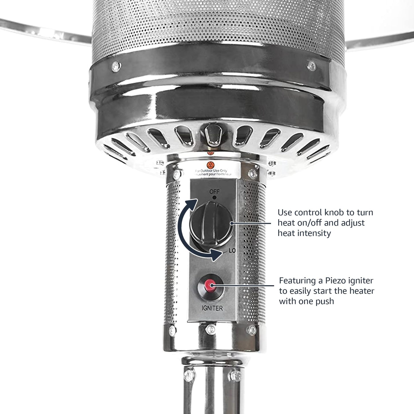 Amazon Basics 46,000 BTU Outdoor Propane Patio Heater with Wheels, Commercial & Residential, Slate Gray, 32.1 x 32.1 x 91.3 inches (LxWxH)