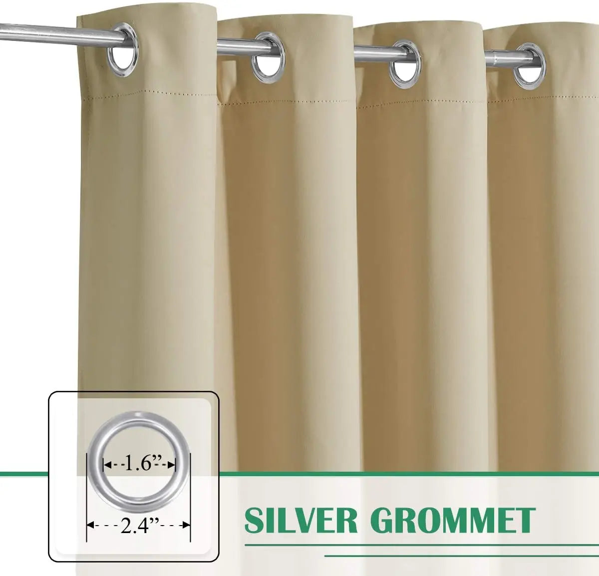Waterproof Outdoor Blackout Patio Curtain, Monochromatic Curtain, Farmhouse Pavilion or Balcony, 1 Panel