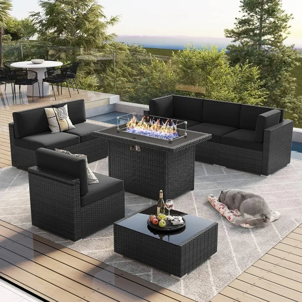 Outdoor Furniture Set with Gas Fire Pit Table