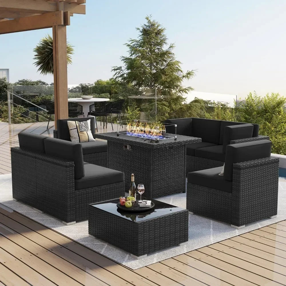 Outdoor Furniture Set with Gas Fire Pit Table