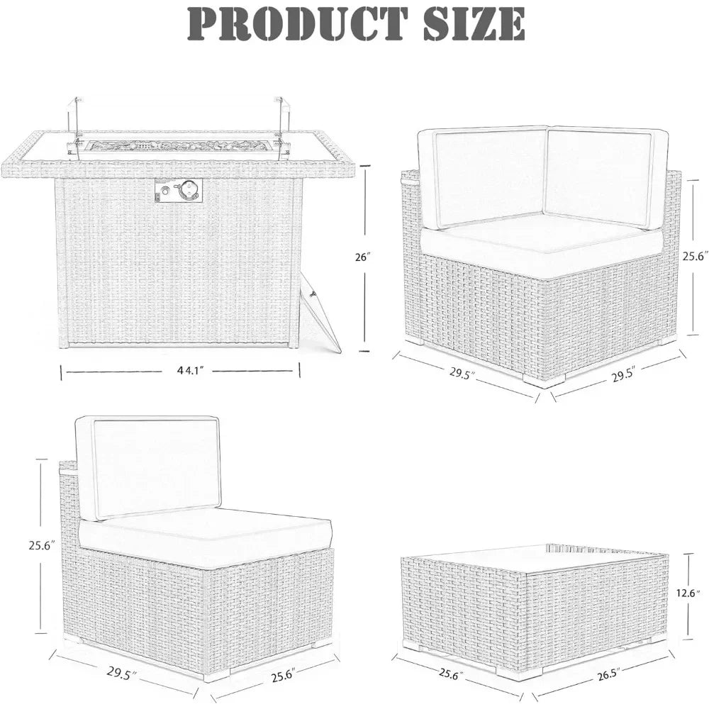 Outdoor Furniture Set with Gas Fire Pit Table