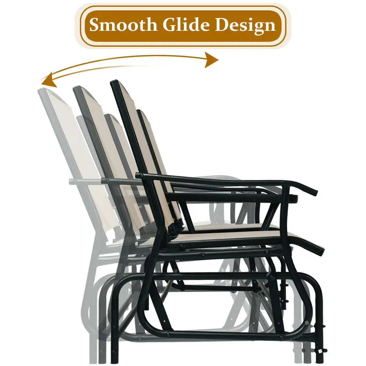 2 Person Outdoor Patio Double Glider Chair Loveseat Rocking with Center Table