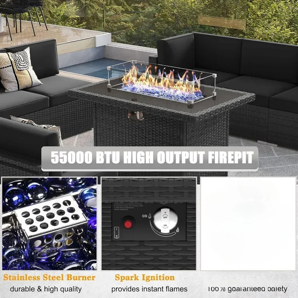 Outdoor Furniture Set with Gas Fire Pit Table