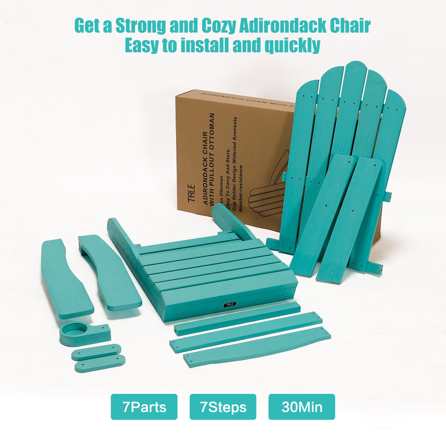 TALE Folding Adirondack Chair With Pullout Ottoman With Cup Holder, Oaversized, Poly Lumber,  For Patio Deck Garden, Backyard Furniture, Easy To Install,.Banned From Selling On Amazon
