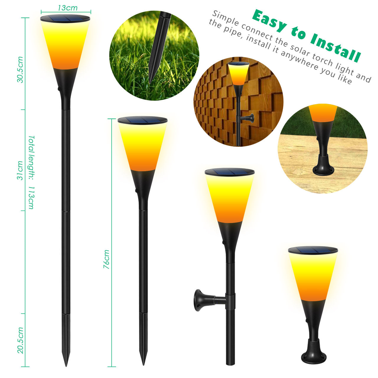 Flame torch outdoor induction wall light