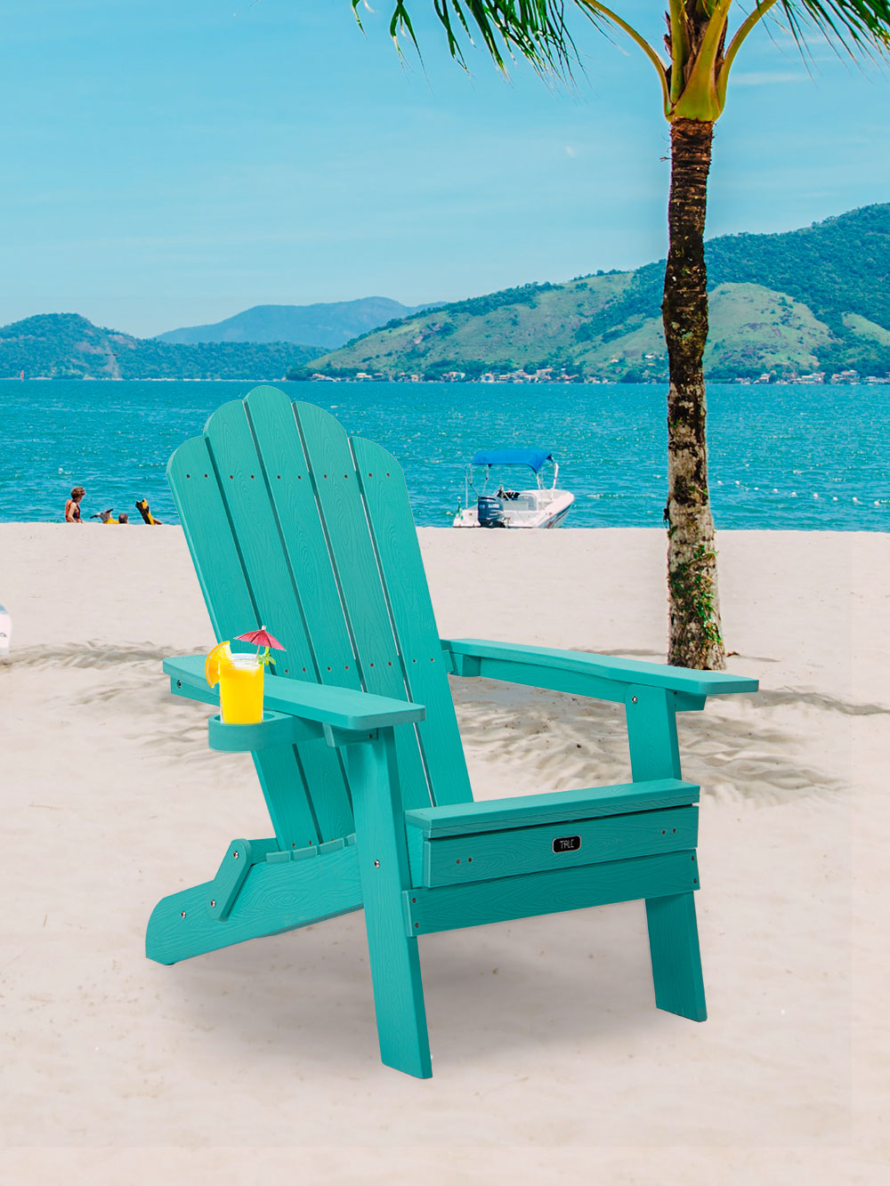 TALE Folding Adirondack Chair With Pullout Ottoman With Cup Holder, Oaversized, Poly Lumber,  For Patio Deck Garden, Backyard Furniture, Easy To Install,.Banned From Selling On Amazon