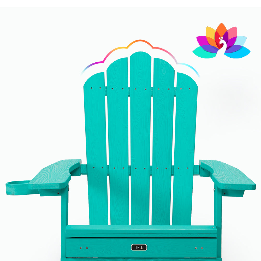 TALE Folding Adirondack Chair With Pullout Ottoman With Cup Holder, Oaversized, Poly Lumber,  For Patio Deck Garden, Backyard Furniture, Easy To Install,.Banned From Selling On Amazon