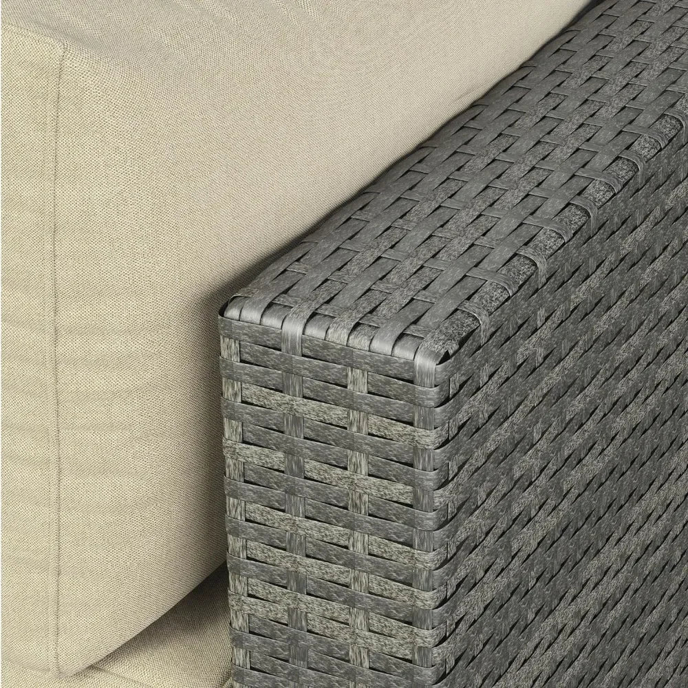 Beige Outdoor Wicker Patio Furniture Set
