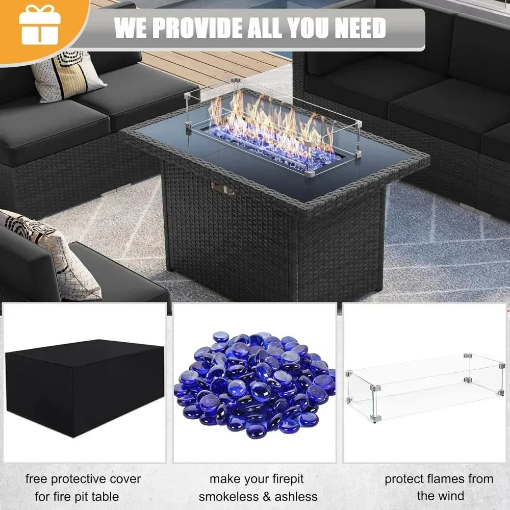 Outdoor Furniture Set with Gas Fire Pit Table