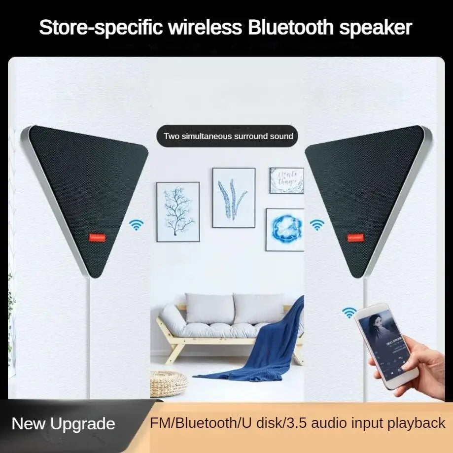 Wall-mounted Speakers Bluetooth Connection USB Subwoofer Music Center FM with Remote for Restaurants, Shops, Public Broadcasting