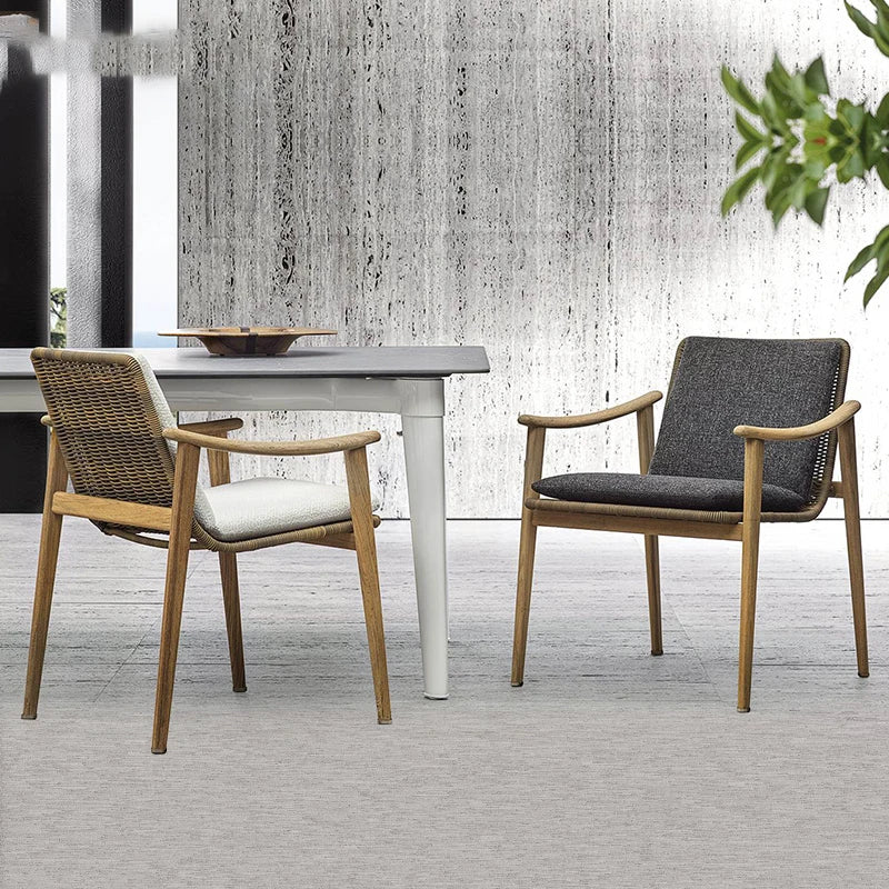 Outdoor solid wood rattan woven tables and chairs, courtyard, outdoor balcony, garden, sunlight room, villa, anti-corrosion wood