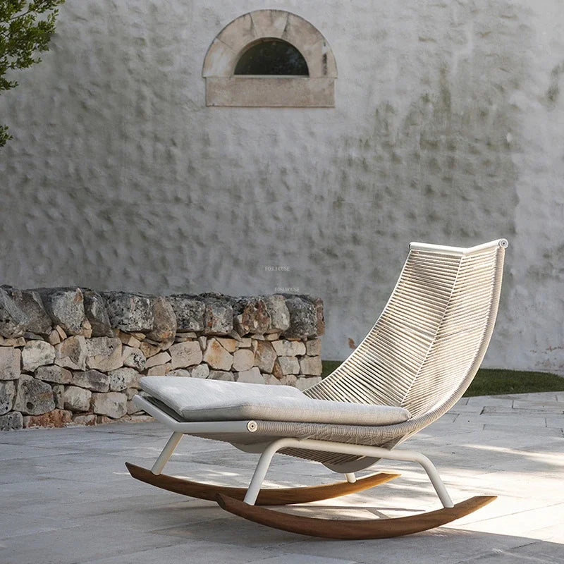 Balcony Rocking Chair Nordic Outdoor Garden Sofas Home Leisure Rope Living Room Chair Outdoor Furniture Japanese Courtyard Sofa