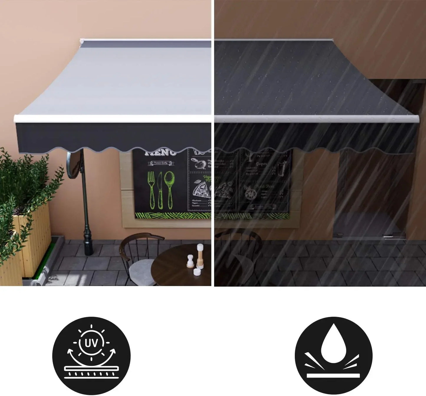 Patio Retractable Awning Articulated arm awning, UV50+ Sun Shade Window Door Balcony Sunshade Shelter Ployester