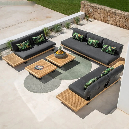 Outdoor sofa courtyard designer  garden hotel balcony minimalist modern aluminum alloy teak furniture combination