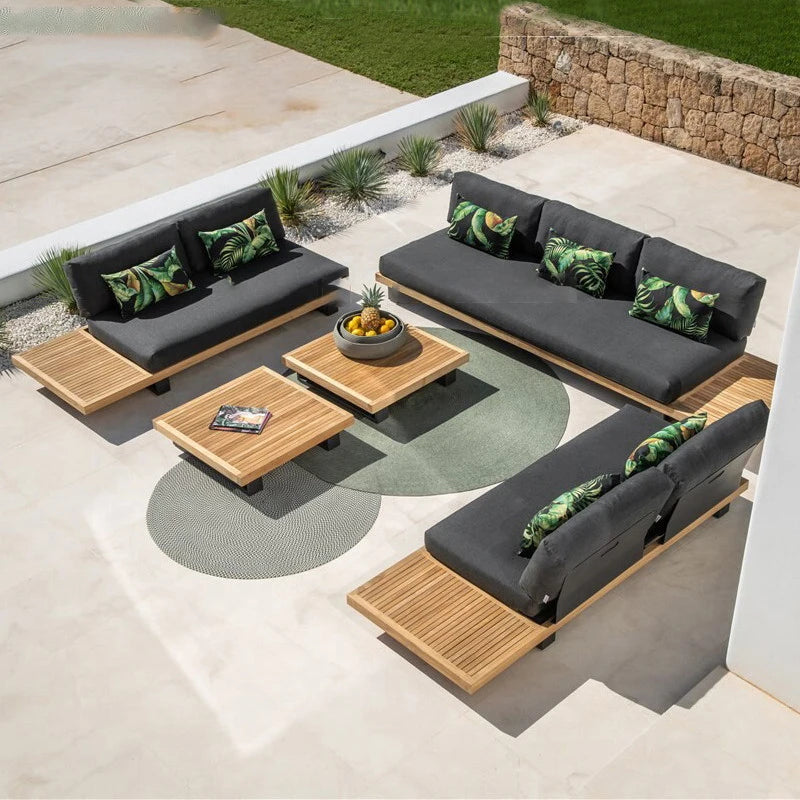 Outdoor sofa courtyard designer  garden hotel balcony minimalist modern aluminum alloy teak furniture combination