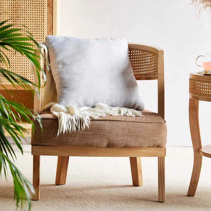 JOYLIVE 2022 New Natural Rattan Chair Balcony Leisure Rattan Chair Homestay Hotel Sofa Chair Weaving Back Small Table And Chair