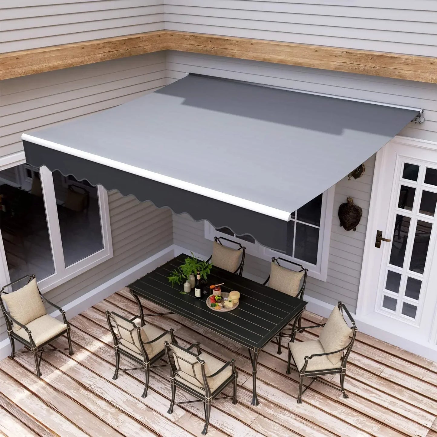 Patio Retractable Awning Articulated arm awning, UV50+ Sun Shade Window Door Balcony Sunshade Shelter Ployester
