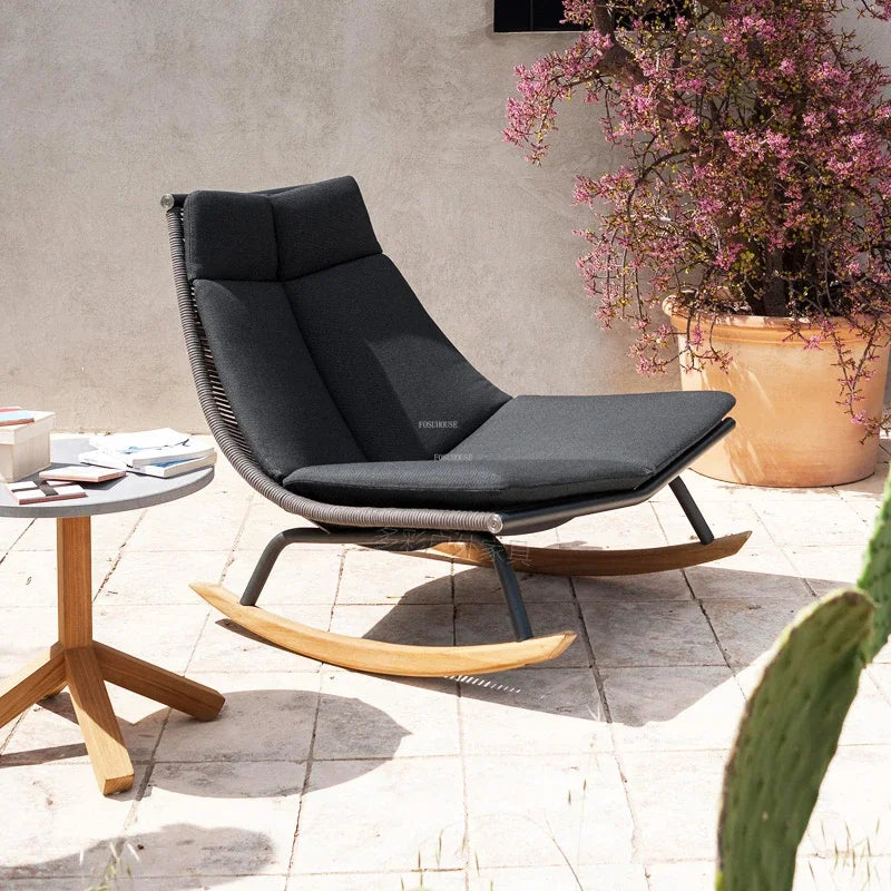 Balcony Rocking Chair Nordic Outdoor Garden Sofas Home Leisure Rope Living Room Chair Outdoor Furniture Japanese Courtyard Sofa
