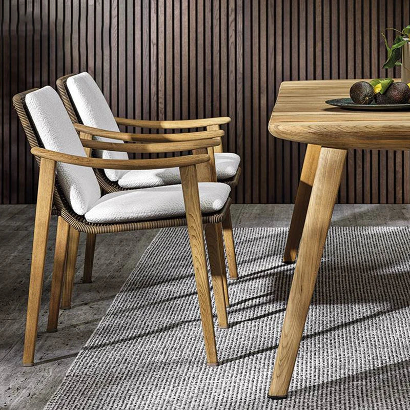 Outdoor solid wood rattan woven tables and chairs, courtyard, outdoor balcony, garden, sunlight room, villa, anti-corrosion wood