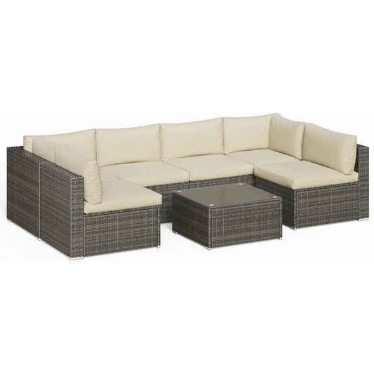Beige Outdoor Wicker Patio Furniture Set