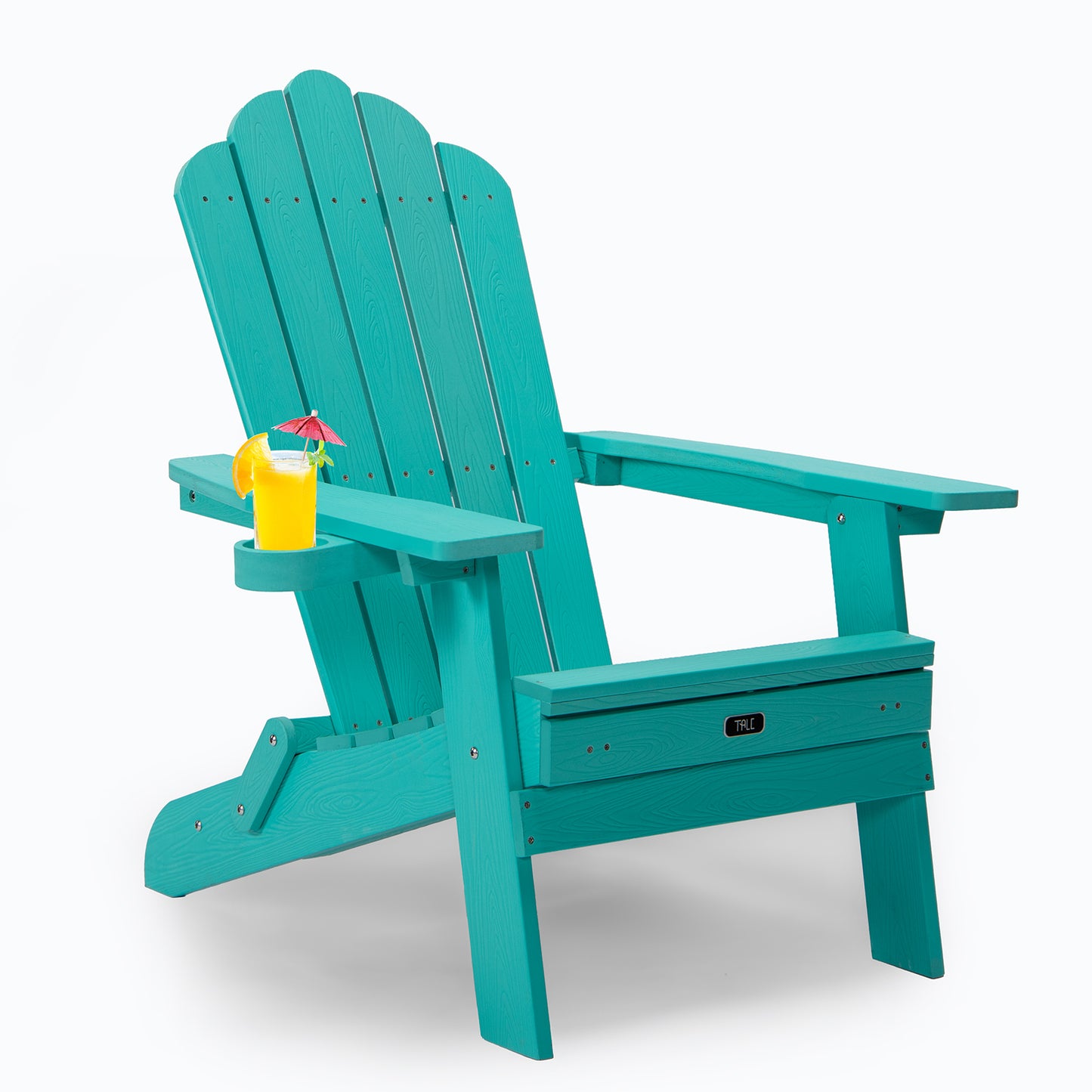 TALE Folding Adirondack Chair With Pullout Ottoman With Cup Holder, Oaversized, Poly Lumber,  For Patio Deck Garden, Backyard Furniture, Easy To Install,.Banned From Selling On Amazon